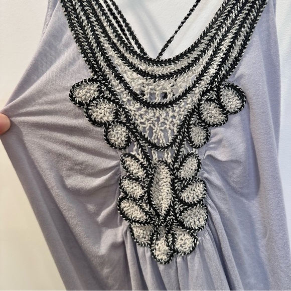 🛍️4 for 20$ / Bizz Girl Macrame detail Tank Top Tunic / Grey / L - Picture 3 of 6
